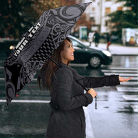 Custom New Zealand Taiaha Maori Umbrella Minimalist Silver Fern All Black LT9 - Polynesian Pride