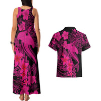 Aloha Hawaii Couples Matching Tank Maxi Dress And Hawaiian Shirt Hammerhead Shark Tattoo Polynesian Summer - Pink LT9 - Polynesian Pride