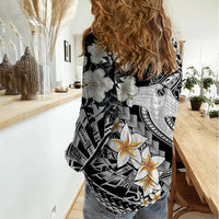 Aloha Hawaii Women Casual Shirt Hammerhead Shark Tattoo Polynesian Summer - White LT9 - Polynesian Pride