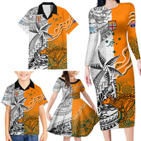 Fiji Australia Rugby Family Matching Long Sleeve Bodycon Dress and Hawaiian Shirt World Cup 2023 Polynesia Tapa Mixed Indigenous Aboriginal LT9 - Polynesian Pride
