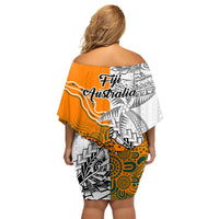 Fiji Australia Rugby Family Matching Off Shoulder Short Dress and Hawaiian Shirt World Cup 2023 Polynesia Tapa Mixed Indigenous Aboriginal LT9 - Polynesian Pride