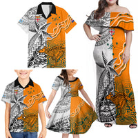 Personalised Fiji Australia Rugby Family Matching Off Shoulder Maxi Dress and Hawaiian Shirt World Cup 2023 Polynesia Tapa Mixed Indigenous Aboriginal LT9 - Polynesian Pride