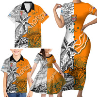 Personalised Fiji Australia Rugby Family Matching Short Sleeve Bodycon Dress and Hawaiian Shirt World Cup 2023 Polynesia Tapa Mixed Indigenous Aboriginal LT9 - Polynesian Pride