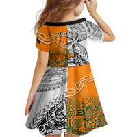 personalised-fiji-australia-rugby-kid-short-sleeve-dress-world-cup-2023-polynesia-tapa-mixed-indigenous-aboriginal