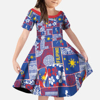 Filipino Maligayang Pasko Family Matching Tank Maxi Dress and Hawaiian Shirt Pacific Patchwork Xmas Vibes LT9 Daughter's Dress Blue - Polynesian Pride