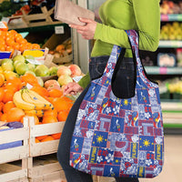 Filipino Maligayang Pasko Grocery Bag Pacific Patchwork Xmas Vibes - Polynesian Pride
