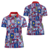 Filipino Maligayang Pasko Women Polo Shirt Pacific Patchwork Xmas Vibes - Polynesian Pride