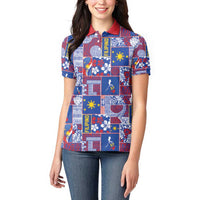 Filipino Maligayang Pasko Women Polo Shirt Pacific Patchwork Xmas Vibes - Polynesian Pride