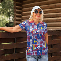 Filipino Maligayang Pasko Women Polo Shirt Pacific Patchwork Xmas Vibes - Polynesian Pride