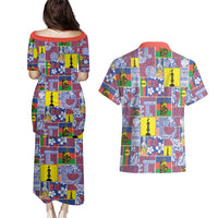 New Caledonia Joyeux Noel Couples Matching Puletasi and Hawaiian Shirt Pacific Patchwork Xmas Vibes - Polynesian Pride