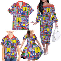 New Caledonia Joyeux Noel Family Matching Off The Shoulder Long Sleeve Dress and Hawaiian Shirt Pacific Patchwork Xmas Vibes LT9 - Polynesian Pride