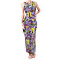 New Caledonia Joyeux Noel Family Matching Tank Maxi Dress and Hawaiian Shirt Pacific Patchwork Xmas Vibes LT9 Mom's Dress Blue - Polynesian Pride
