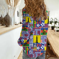 New Caledonia Joyeux Noel Women Casual Shirt Pacific Patchwork Xmas Vibes - Polynesian Pride