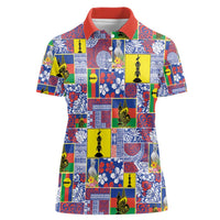 New Caledonia Joyeux Noel Women Polo Shirt Pacific Patchwork Xmas Vibes - Polynesian Pride