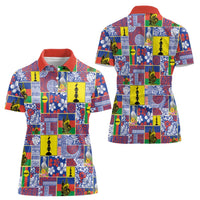 New Caledonia Joyeux Noel Women Polo Shirt Pacific Patchwork Xmas Vibes - Polynesian Pride