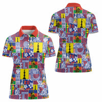 New Caledonia Joyeux Noel Women Polo Shirt Pacific Patchwork Xmas Vibes - Polynesian Pride