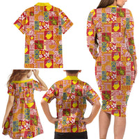 Niue Monuina e Kilisimasi Family Matching Long Sleeve Bodycon Dress and Hawaiian Shirt Pacific Patchwork Xmas Vibes LT9 - Polynesian Pride