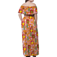 Niue Monuina e Kilisimasi Family Matching Off Shoulder Maxi Dress and Hawaiian Shirt Pacific Patchwork Xmas Vibes LT9 - Polynesian Pride