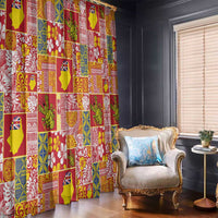 Niue Monuina e Kilisimasi Window Curtain Pacific Patchwork Xmas Vibes - Polynesian Pride