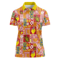 Niue Monuina e Kilisimasi Women Polo Shirt Pacific Patchwork Xmas Vibes - Polynesian Pride