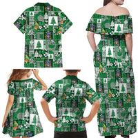 Norfolk Island Meri Krismas Family Matching Off Shoulder Maxi Dress and Hawaiian Shirt Pacific Patchwork Xmas Vibes LT9 - Polynesian Pride