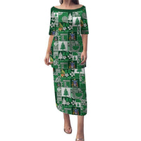 Norfolk Island Meri Krismas Family Matching Puletasi and Hawaiian Shirt Pacific Patchwork Xmas Vibes LT9 Mom's Dress Green - Polynesian Pride