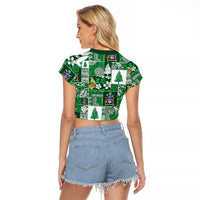 Norfolk Island Meri Krismas Raglan Cropped T Shirt Pacific Patchwork Xmas Vibes - Polynesian Pride