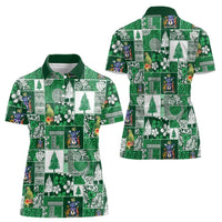Norfolk Island Meri Krismas Women Polo Shirt Pacific Patchwork Xmas Vibes - Polynesian Pride