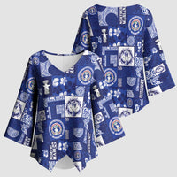 Northern Mariana Islands Magof Nochebuena Kimono Sleeve Blouse Pacific Patchwork Xmas Vibes - Polynesian Pride