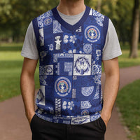 Northern Mariana Islands Magof Nochebuena Christmas Knitted V-Neck Vest Pacific Patchwork Xmas Vibes LT9 - Polynesian Pride