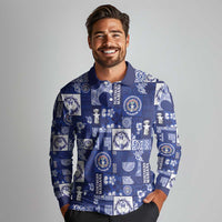 Northern Mariana Islands Magof Nochebuena Long Sleeve Polo Shirt Pacific Patchwork Xmas Vibes LT9 - Polynesian Pride