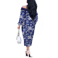 Northern Mariana Islands Magof Nochebuena Off The Shoulder Long Sleeve Dress Pacific Patchwork Xmas Vibes LT9 - Polynesian Pride