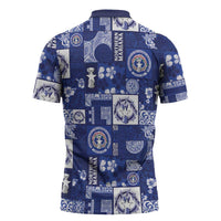 Northern Mariana Islands Magof Nochebuena Zipper Polo Shirt Pacific Patchwork Xmas Vibes LT9 - Polynesian Pride