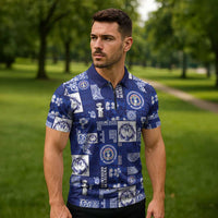 Northern Mariana Islands Magof Nochebuena Zipper Polo Shirt Pacific Patchwork Xmas Vibes LT9 - Polynesian Pride