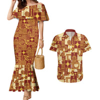 Rotuma Faiakse'ea 'e Kirisimasi Couples Matching Mermaid Dress and Hawaiian Shirt Pacific Patchwork Xmas Vibes - Polynesian Pride