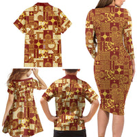 Rotuma Faiakse'ea 'e Kirisimasi Family Matching Long Sleeve Bodycon Dress and Hawaiian Shirt Pacific Patchwork Xmas Vibes LT9 - Polynesian Pride