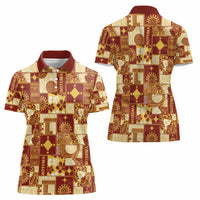 Rotuma Faiakse'ea 'e Kirisimasi Women Polo Shirt Pacific Patchwork Xmas Vibes - Polynesian Pride