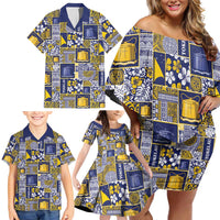 Tokelau Manuia te Kilihimahi Family Matching Off Shoulder Short Dress and Hawaiian Shirt Pacific Patchwork Xmas Vibes LT9 - Polynesian Pride