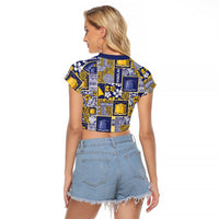 Tokelau Manuia te Kilihimahi Raglan Cropped T Shirt Pacific Patchwork Xmas Vibes - Polynesian Pride