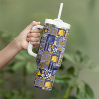 Tokelau Manuia te Kilihimahi Tumbler With Handle Pacific Patchwork Xmas Vibes - Polynesian Pride