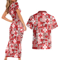 Wallis Et Futuna Kilisimasi Fiefia Couples Matching Short Sleeve Bodycon Dress and Hawaiian Shirt Pacific Patchwork Xmas Vibes LT9 - Polynesian Pride