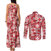 Wallis Et Futuna Kilisimasi Fiefia Couples Matching Tank Maxi Dress and Long Sleeve Button Shirt Pacific Patchwork Xmas Vibes LT9 - Polynesian Pride