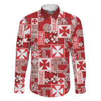 Wallis Et Futuna Kilisimasi Fiefia Family Matching Long Sleeve Bodycon Dress and Hawaiian Shirt Pacific Patchwork Xmas Vibes LT9 Dad's Shirt - Long Sleeve Red - Polynesian Pride