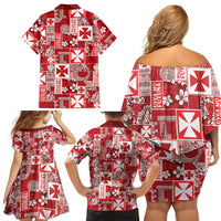 Wallis Et Futuna Kilisimasi Fiefia Family Matching Off Shoulder Short Dress and Hawaiian Shirt Pacific Patchwork Xmas Vibes LT9 - Polynesian Pride