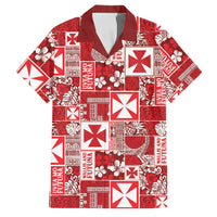 Wallis Et Futuna Kilisimasi Fiefia Family Matching Puletasi and Hawaiian Shirt Pacific Patchwork Xmas Vibes LT9 Dad's Shirt - Short Sleeve Red - Polynesian Pride