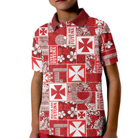 Wallis Et Futuna Kilisimasi Fiefia Kid Polo Shirt Pacific Patchwork Xmas Vibes - Polynesian Pride