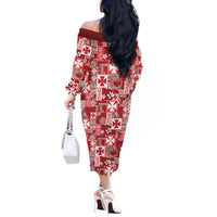 Wallis Et Futuna Kilisimasi Fiefia Off The Shoulder Long Sleeve Dress Pacific Patchwork Xmas Vibes LT9 - Polynesian Pride
