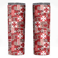 Wallis Et Futuna Kilisimasi Fiefia Skinny Tumbler Pacific Patchwork Xmas Vibes LT9 Red - Polynesian Pride