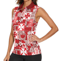Wallis Et Futuna Kilisimasi Fiefia Women Sleeveless Polo Shirt Pacific Patchwork Xmas Vibes LT9 - Polynesian Pride
