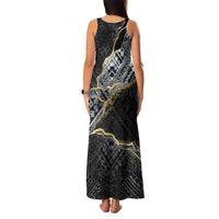 Polynesian Tribal Tattoo Family Matching Tank Maxi Dress and Hawaiian Shirt Dark Marble Pattern LT9 - Polynesian Pride